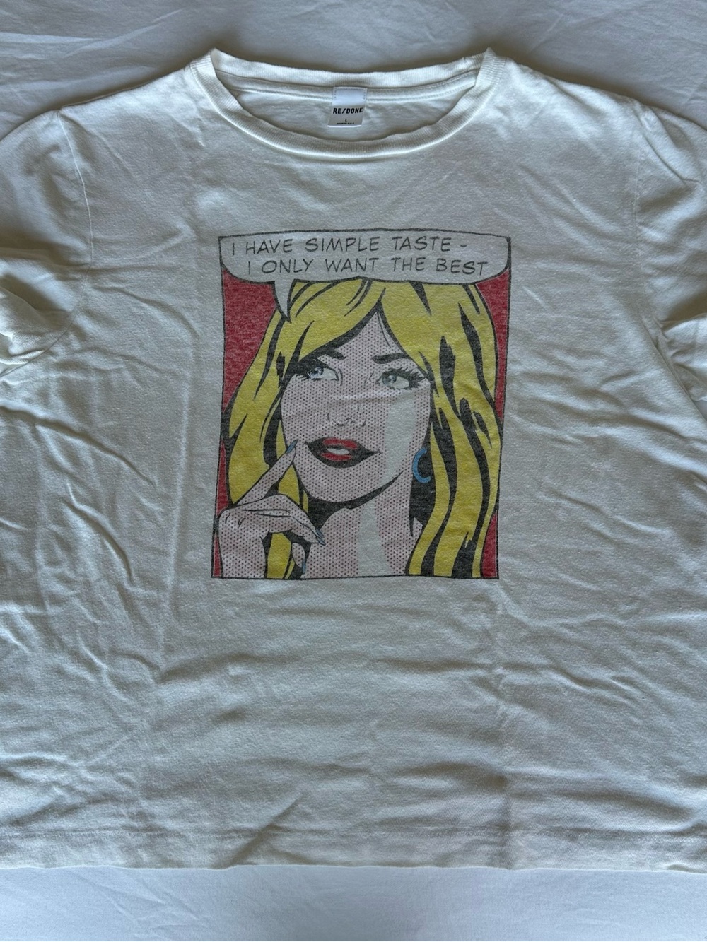 Re/Done White Short Sleeve Tee with Pop Art Blond Graphic